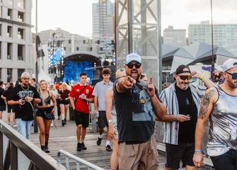 People walking across the Wellington waterfront at Ultra New Zealand