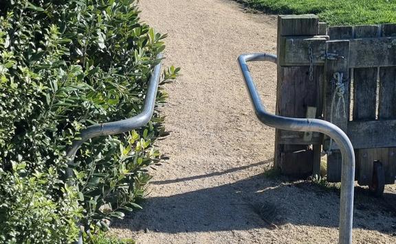 Squeeze gate on the Greytown to Woodside trail.