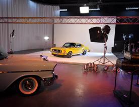 Inside studio 11 at Avalon Studios, where a car is being filmed.