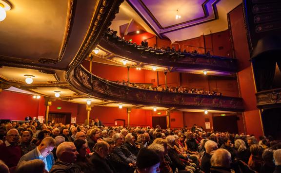 A packed audience inside The Opera House in Te Aro, Wellington.