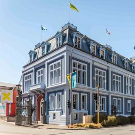 The exterior of the Wellington Museum, a historic building on Jervois Quay on the waterfront of Wellington Harbour.