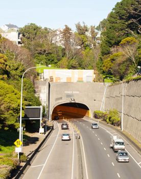 Terrace Tunnel is a 460-metre-long tunnel has three lanes (two northbound and one southbound). It is the gateway to Wellington, as it connects State Highway 1 and the Inner City Bypass.