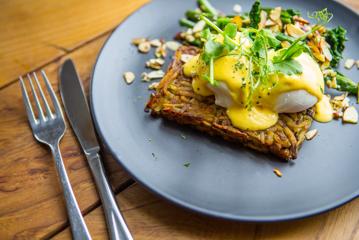 An eggs benedict dish served at the Botanist.