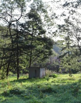 Mangaroa Valley Road screen location, a scenic rural setting with native forest, farmland, and a mountainous backdrop.