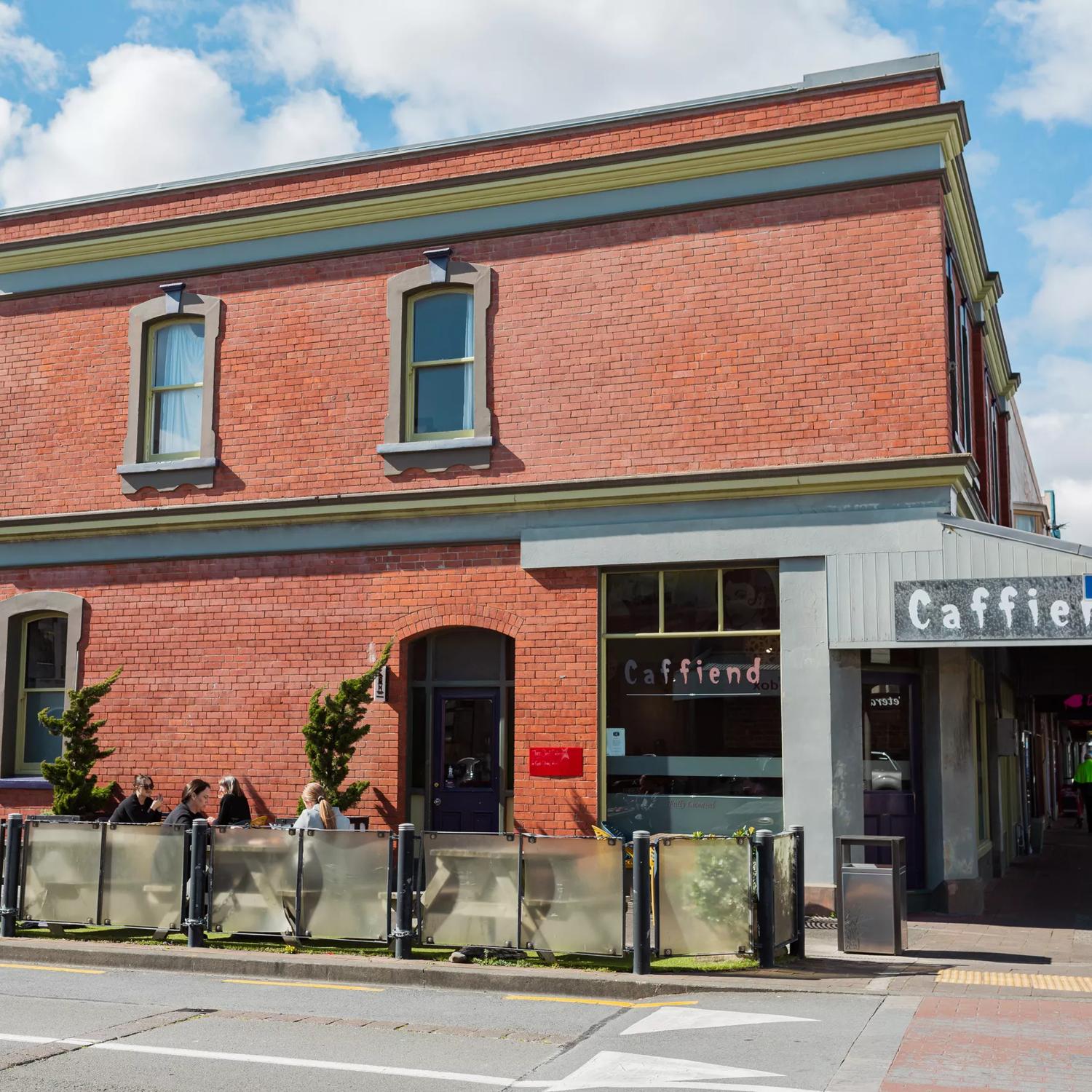 The large brick exterior building of Caffiend in Petone.