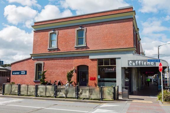 The large brick exterior building of Caffiend in Petone.