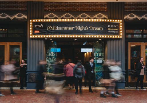 People walk past the St James Theatre on Courtenay Place.