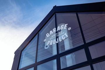 The exterior window of Garage Project, a micro brewery in Aro Valley, Wellington.