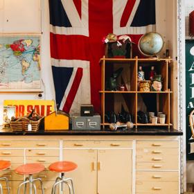 A wall of vintage items inside The Merry Go Round in Alicetown.