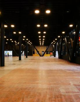 The screen location of Tākina, the large convention centre with unique designs and large open industrial feeling spaces.