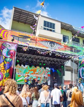 Performance stage at CubaDupa, an annual street festival on Cuba Street.