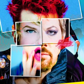 Eddie Izzard portrait collage.