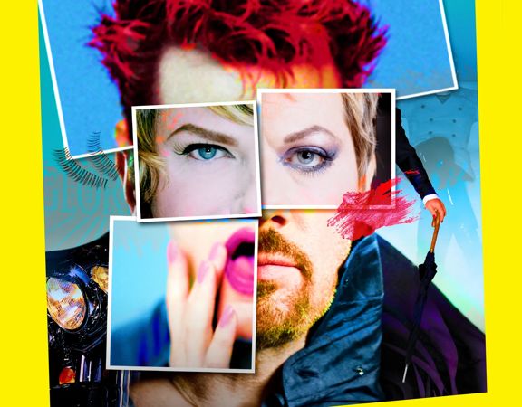 Eddie Izzard portrait collage.