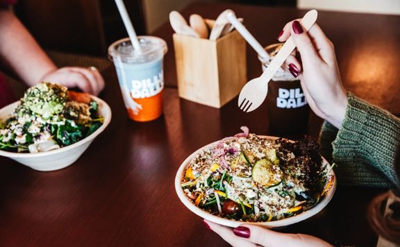 Salad packed full of fresh ingredients at Dilly Dally
