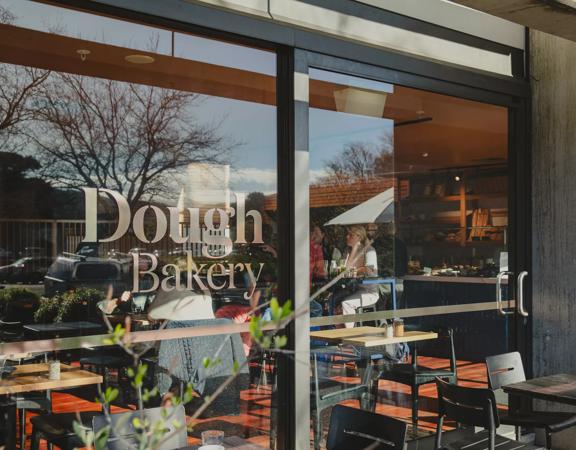 The exterior looking into Dough Bakery Upper Hutt.