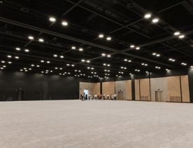 The screen location of Tākina, the large convention centre with unique designs and large open industrial feeling spaces.