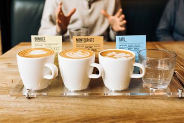 A flight of coffee from The Hangar café.