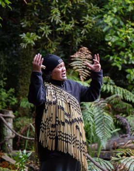 A local iwi member at the Pūkaha National Wildlife Centre speaks at a guided tour.