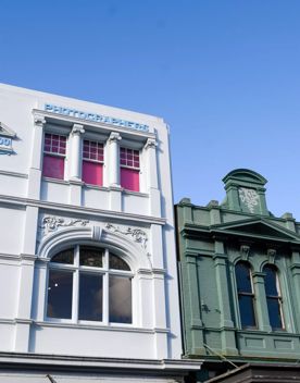 Cuba streets 19th and 20th century art deco buildings along the street.