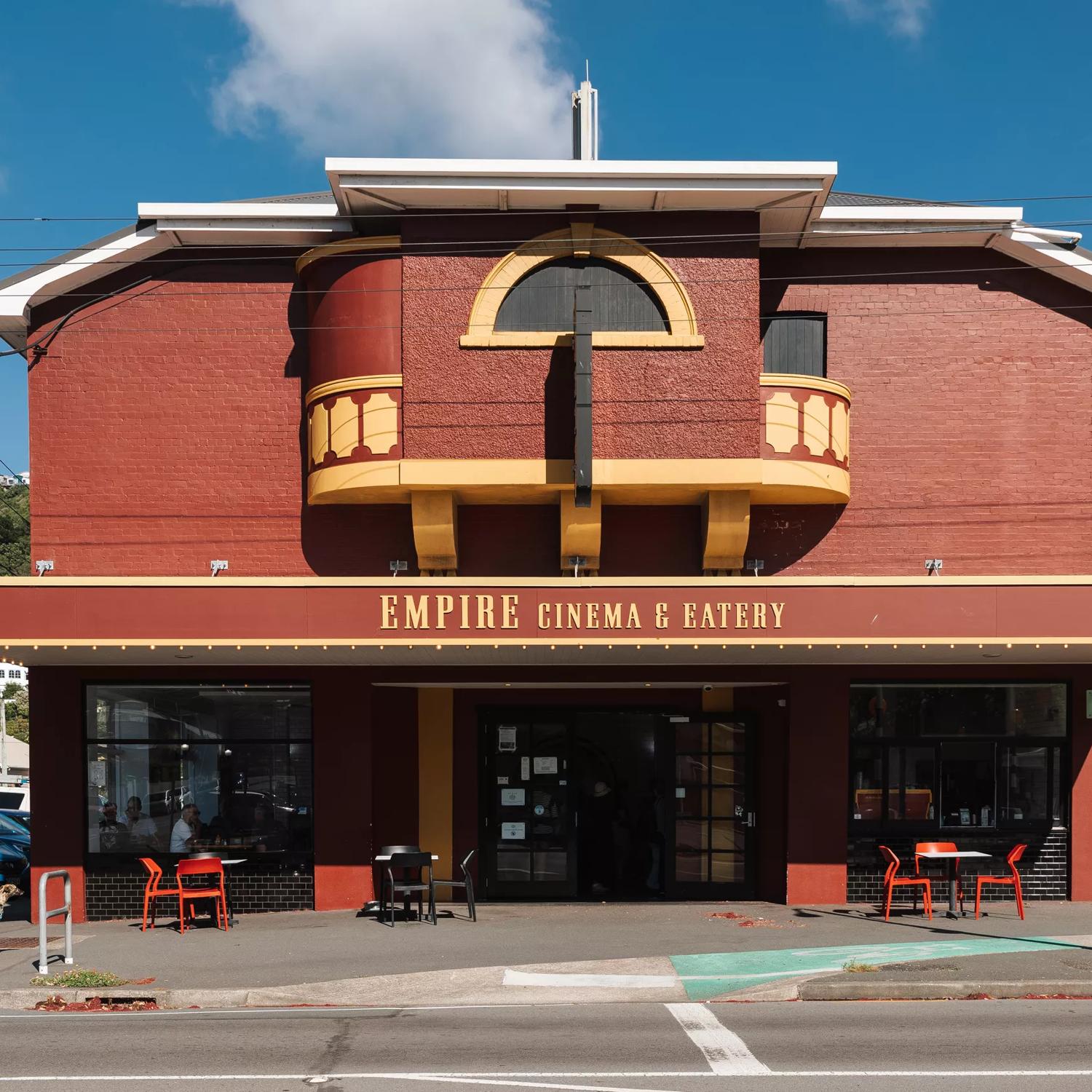 The front facade of Empire Cinema & Eatery in Island Bay, Wellington.