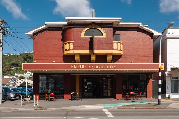 The front facade of Empire Cinema & Eatery in Island Bay, Wellington.
