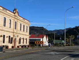 The small, charming town of Featherston for a screen location. With the backdrop of the Remutaka Range and 19th-century buildings.