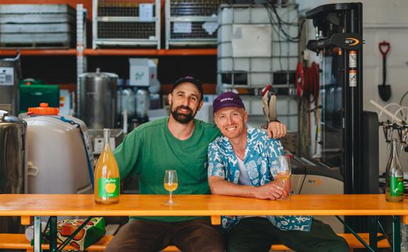 Cosmo Hawke and Jesse Phillips, the owners and founders of Fruit Cru at their workshop on Holland Street.