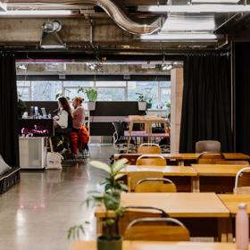 The interior of Two/fiftyseven is a climate-positive coworking and events space located on Willis Street in Wellington Central.