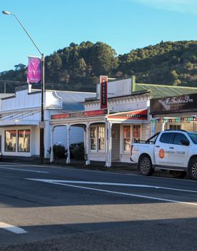 The small, charming town of Featherston for a screen location. With the backdrop of the Remutaka Range and 19th-century buildings.