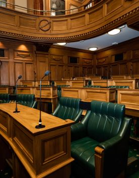 Inside the New Zealand Parliament chamber at the northern end of Lambton Quay, Wellington.