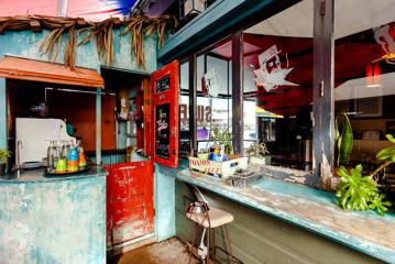 The rustic outdoor seating area of Fidel's.