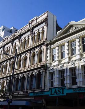 Cuba streets 19th and 20th century art deco buildings along the street.