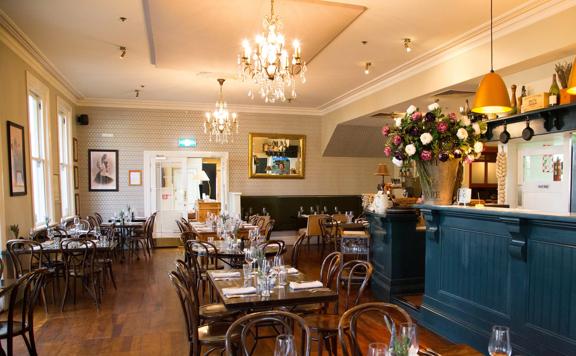 Inside Union Square Bar & Bistro, at The Martinborough Hotel, Wairarapa.