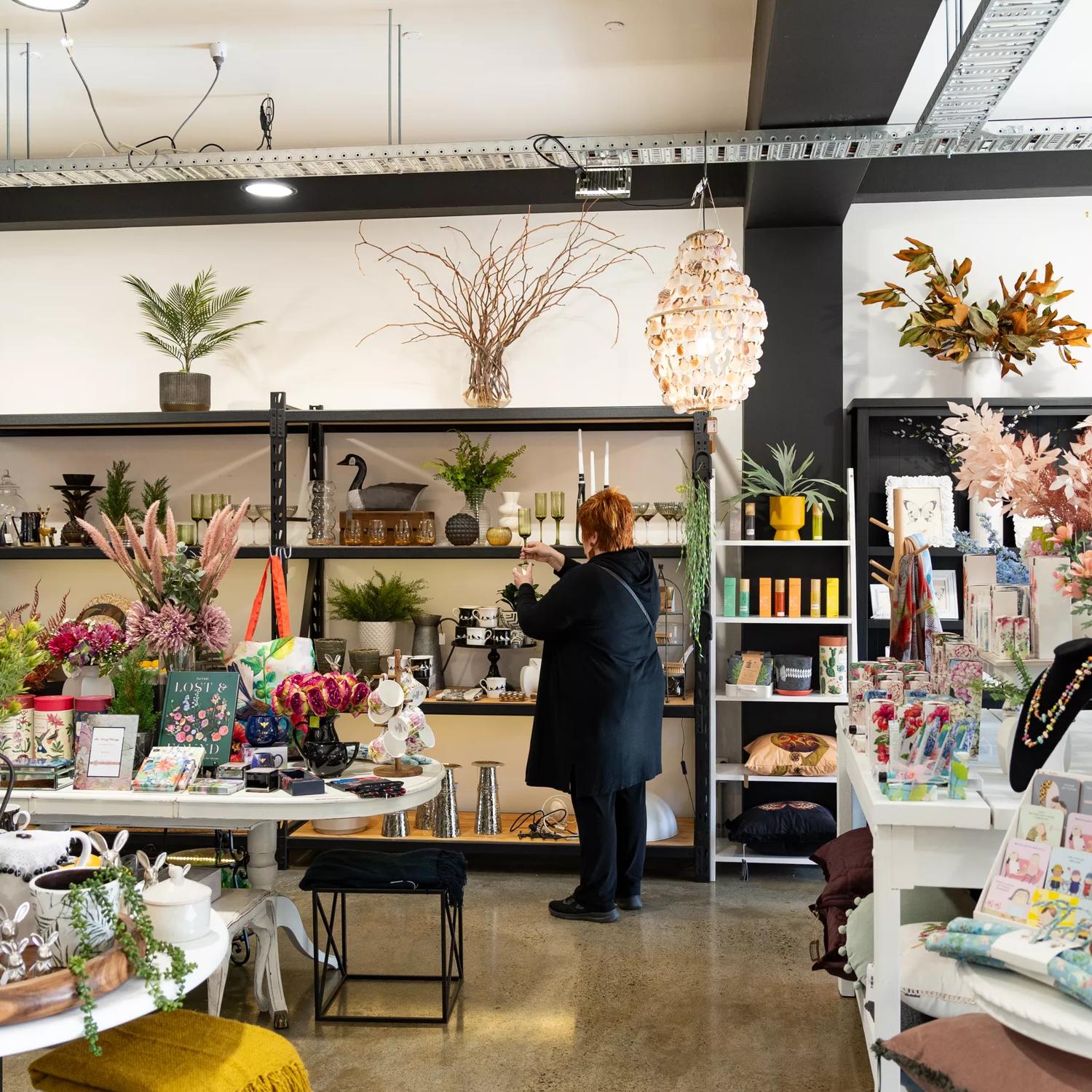 Wide look at a person browsing homewares at Avison's in Upper Hutt.