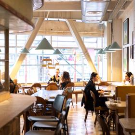 The interior of Kisa, a Mediterranean restaurant on Cuba Street in Te Aro, Wellington.