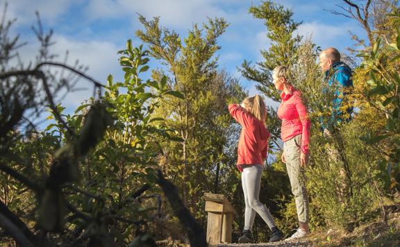 A family looks at the view from Fensham Reserve in Wairarapa.