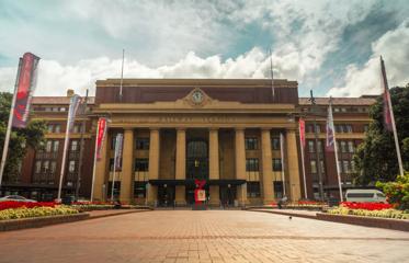 The front facade of Wellington Train Station.