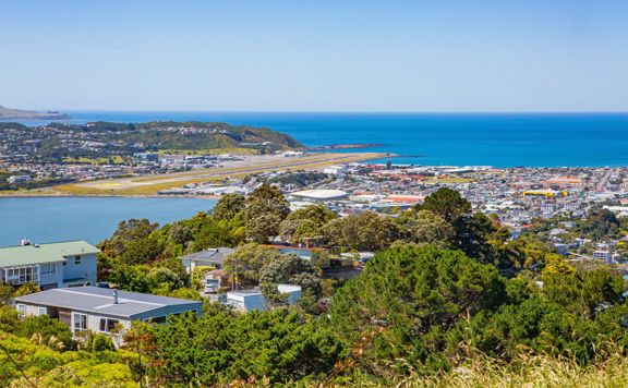Looking towards the airport from Mount Victoria Lookout.