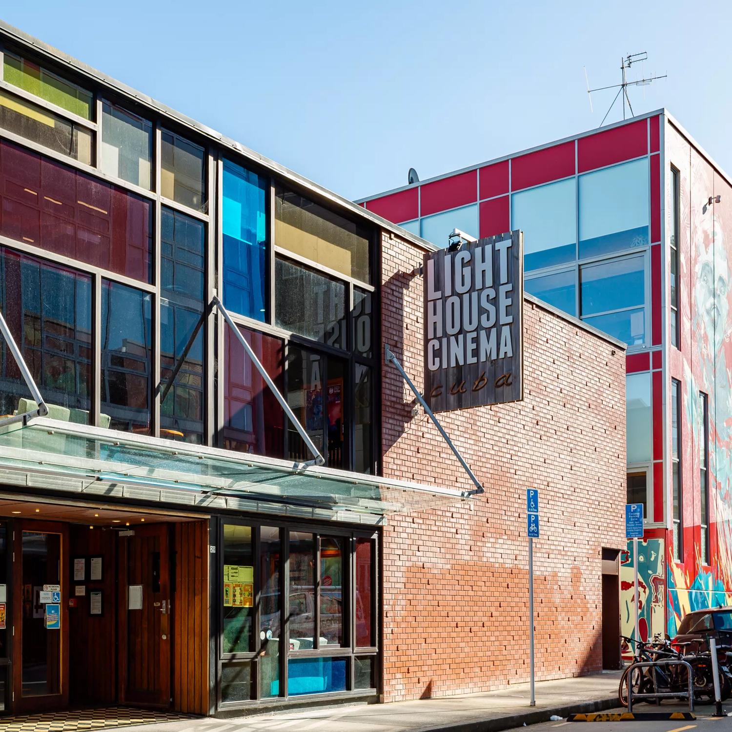 The exterior of Light House Cinema on Cuba street.