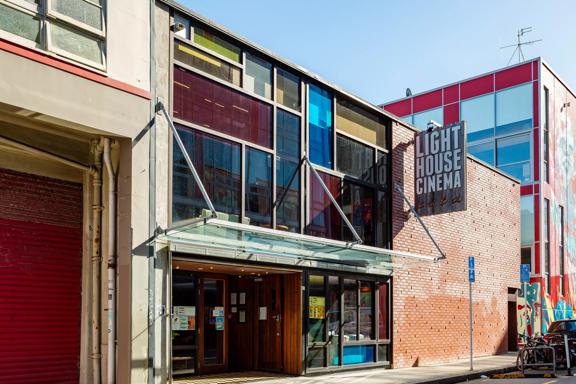 The exterior of Light House Cinema on Cuba street.