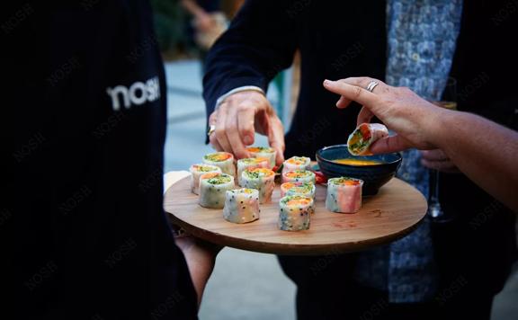 A platter of summer roll appetizers from NOSH Catering. 