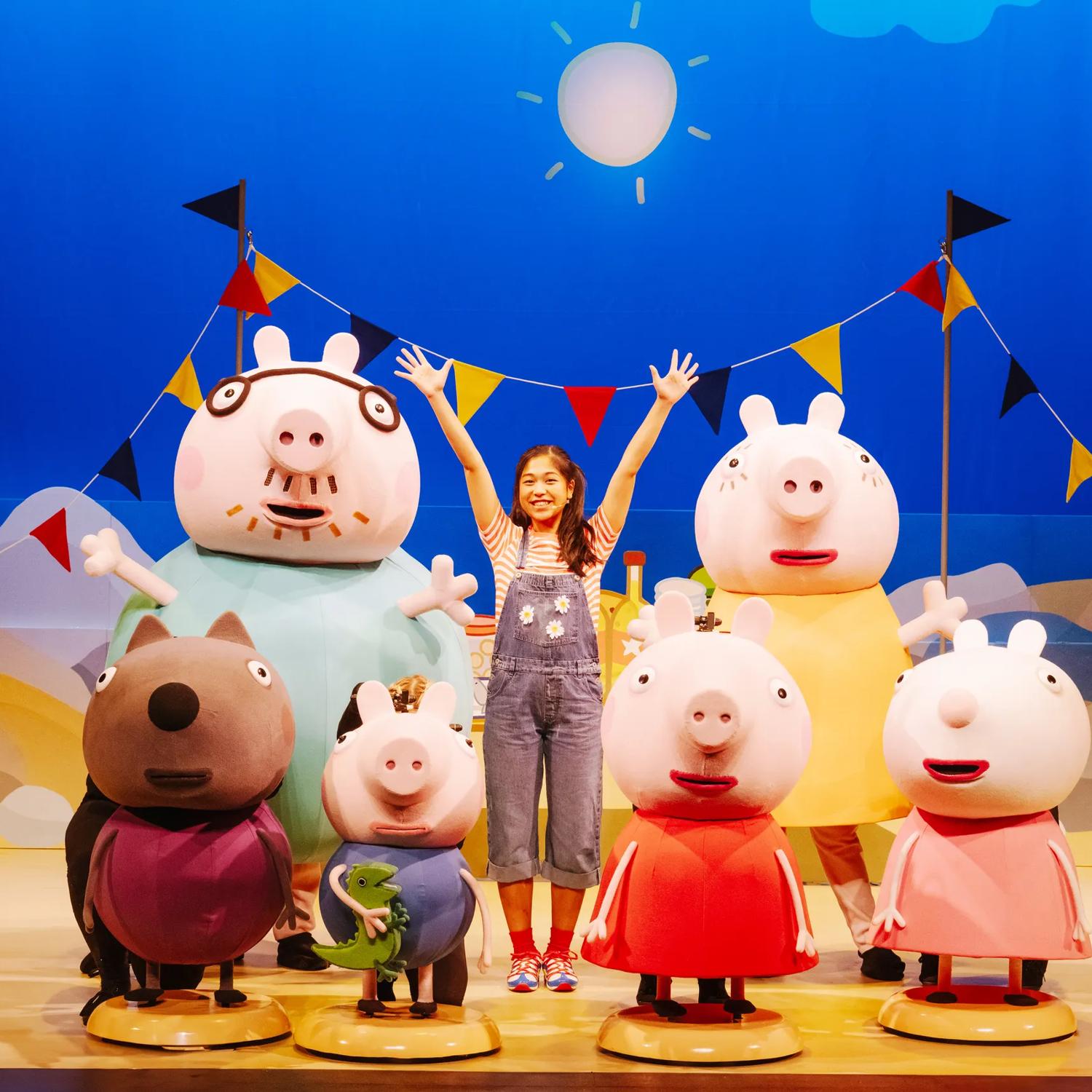 Peppa Pig and friends on stage as part of the Fun Day Out Live show.