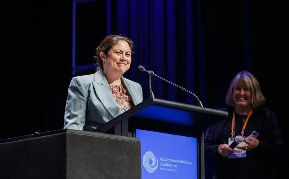 Dr Ayesha Verrall speaks at the New Zealand Women in Medicine Conference 2022 at Te Papa.