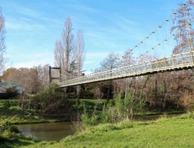 The screen locations for Masterton, Wairarapa. Named best small town in 2017, it features gardens, historic buildings, modern buildings, suburban areas, bridges, and streams.