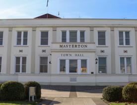 The screen locations for Masterton, Wairarapa. Named best small town in 2017, it features gardens, historic buildings, modern buildings, suburban areas, bridges, and streams.