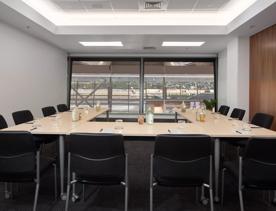 A conference room in Rydges overlooking the Wellington airport.