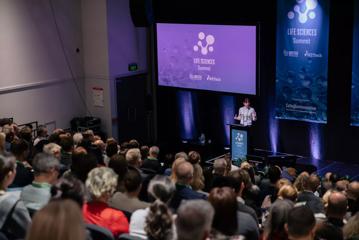 A presentation at the Lie Science Summit at Shed 6 located on Queens Wharf in Wellington Central.