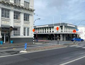 A street in Masterton with the old Public Trust Office building.