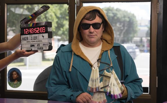 Tom Sainsbury on set in Small Town Scandal