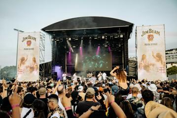 Looking over the large crowd towards Park stage at home Grown 2023.